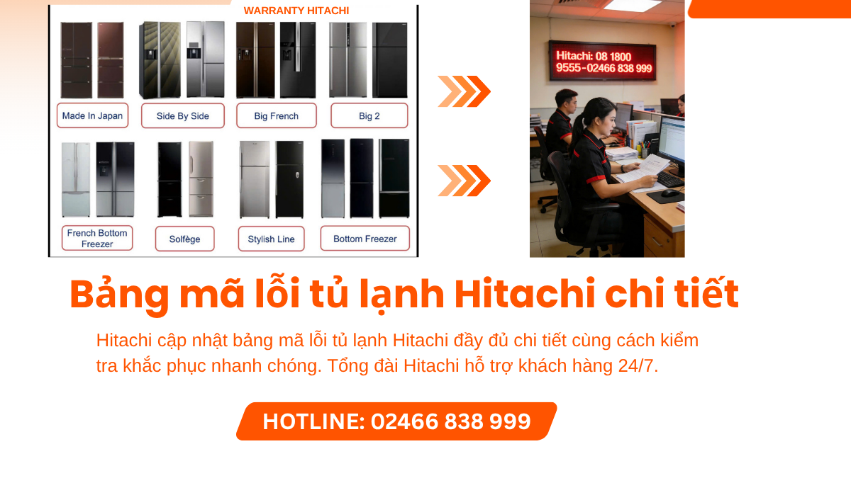 Mã lỗi tủ lạnh Hitachi đầy đủ mới nhất