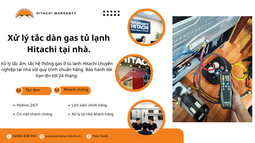 Xử lý tắc gas tắc ẩm ở tủ lạnh Hitachi bao nhiêu tiền