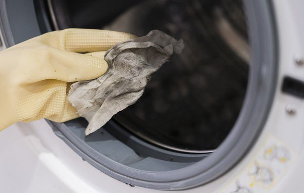 Cặn bẩn bám nhiều ở mép gioăng máy giặt